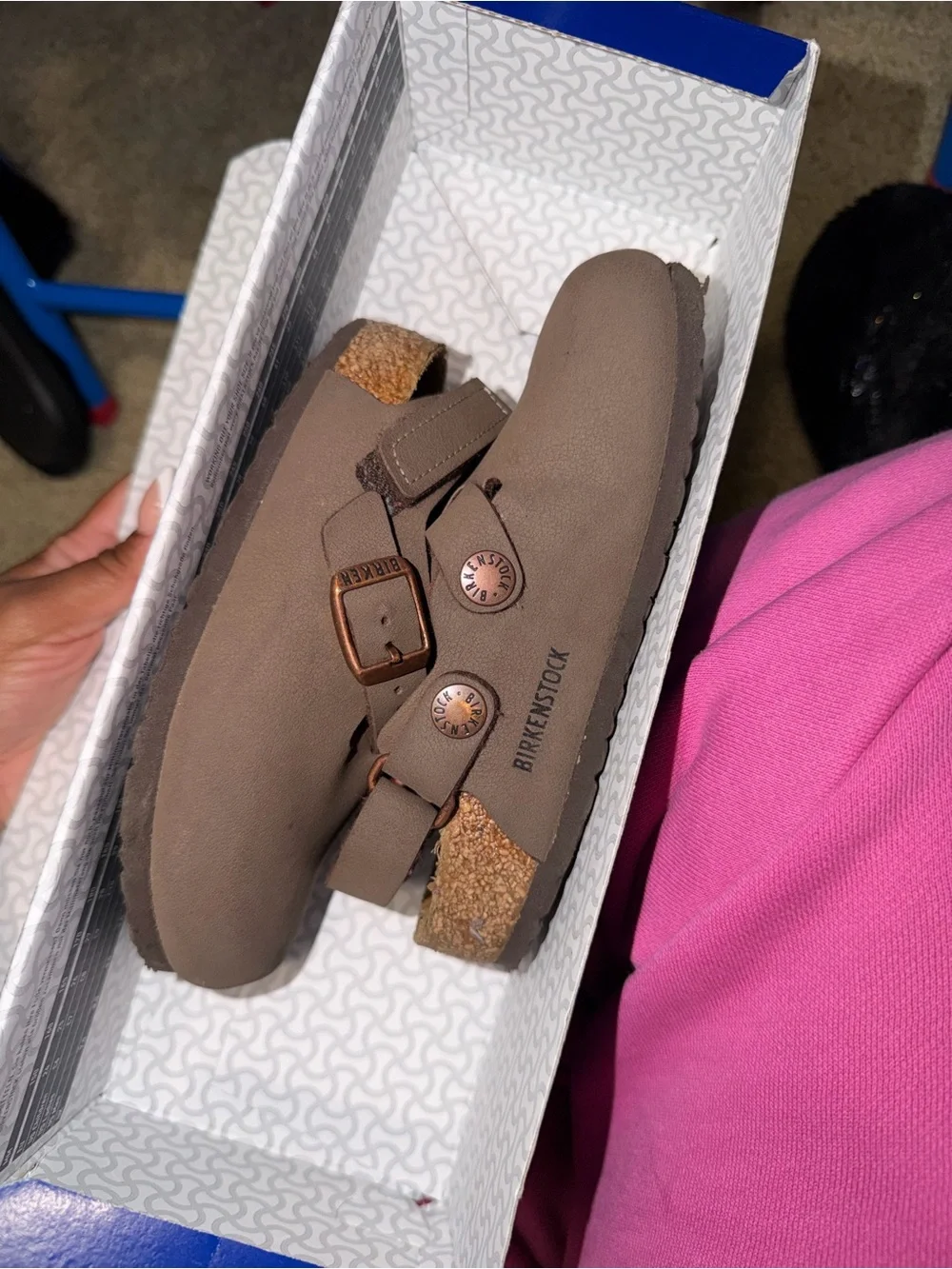 Birkenstock Kids Pinkish Beige Suede Clog with Buckle